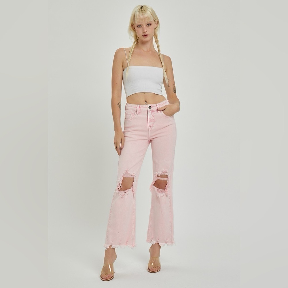 Just Arrived NEW Color High‎ Rise Knee Distressed Straight Pants - Picture 5 of 8